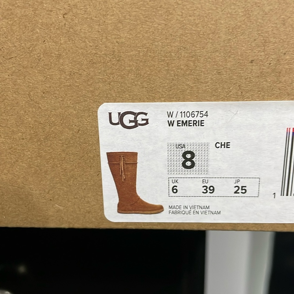 UGG Emerie Women's 8 khaki Suede Tassel Flat High Boots